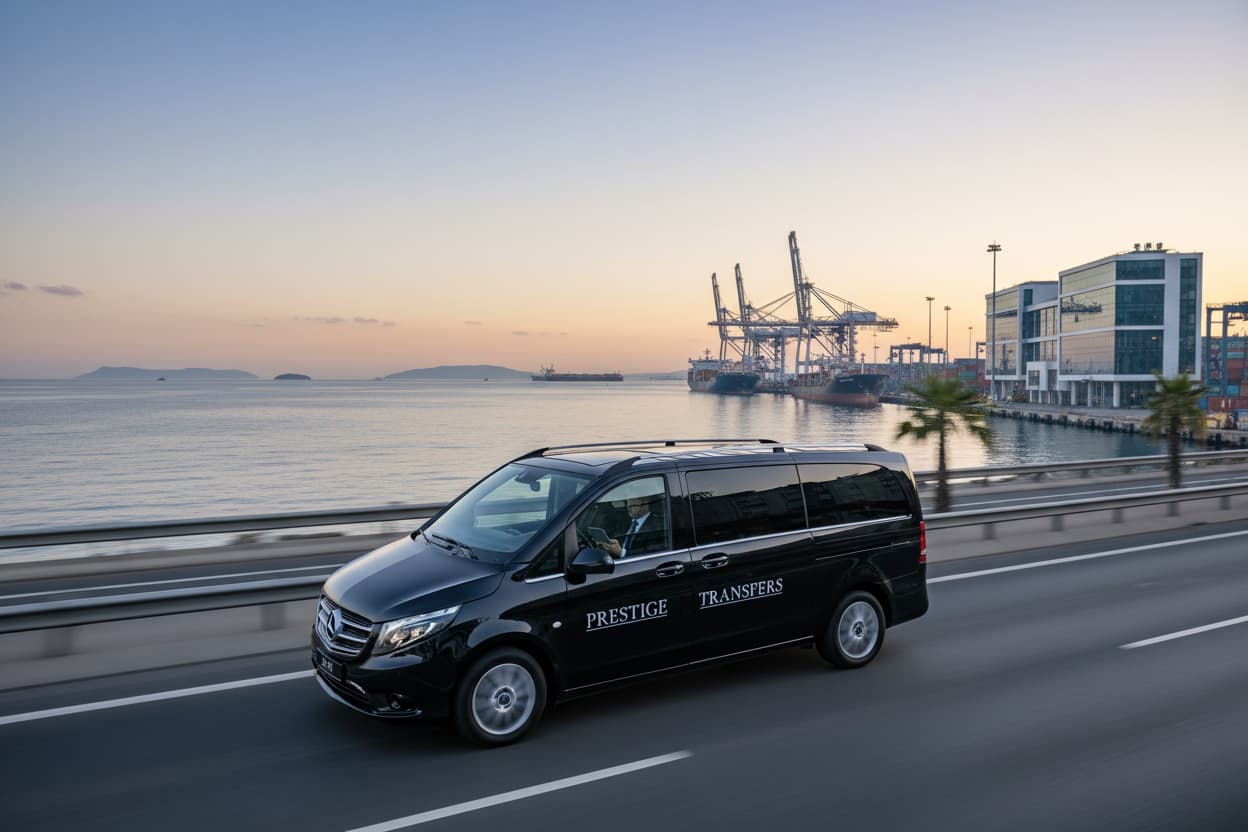 TTT Transfer – Trustable Turkish Transfer Mercedes Vito private transfer from Istanbul Industrial and Coastal Area to Sabiha Gökçen Airport along Marmara Sea highway
